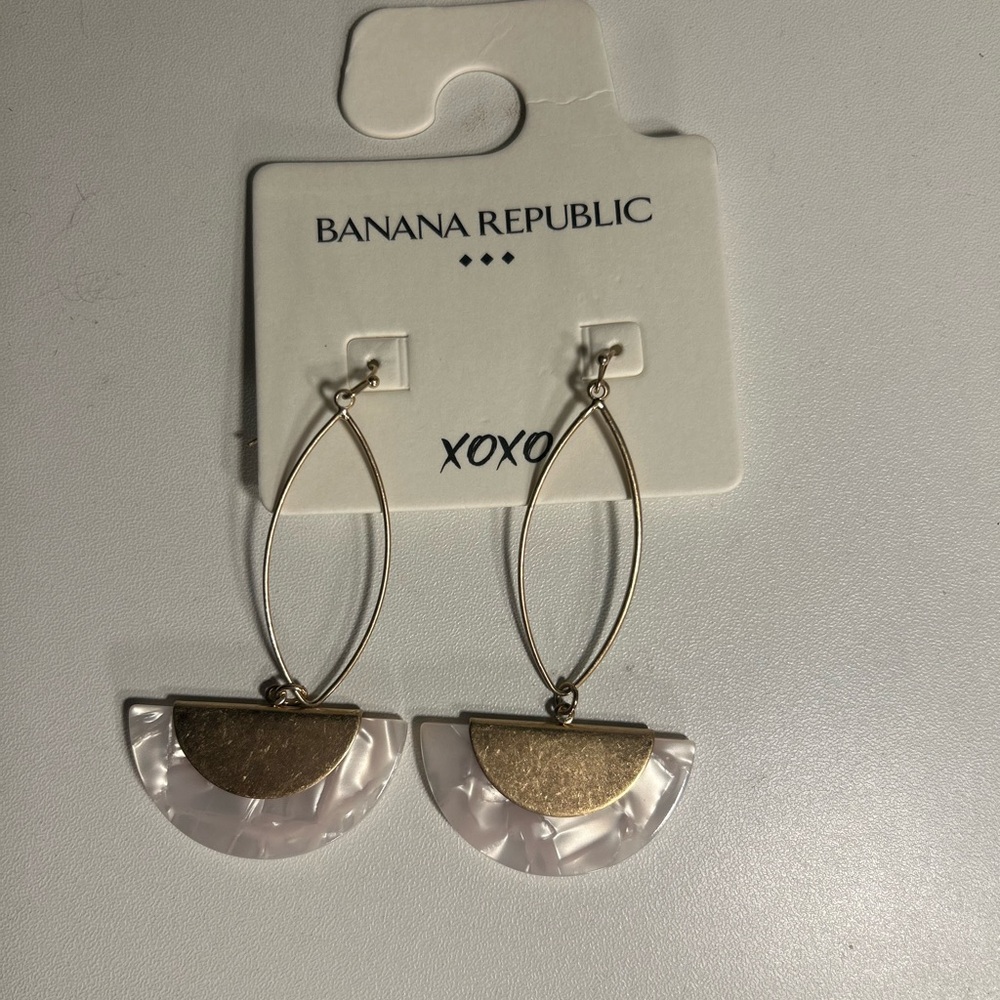 Banana Republic Gold and Cream Half-Moon Earrings